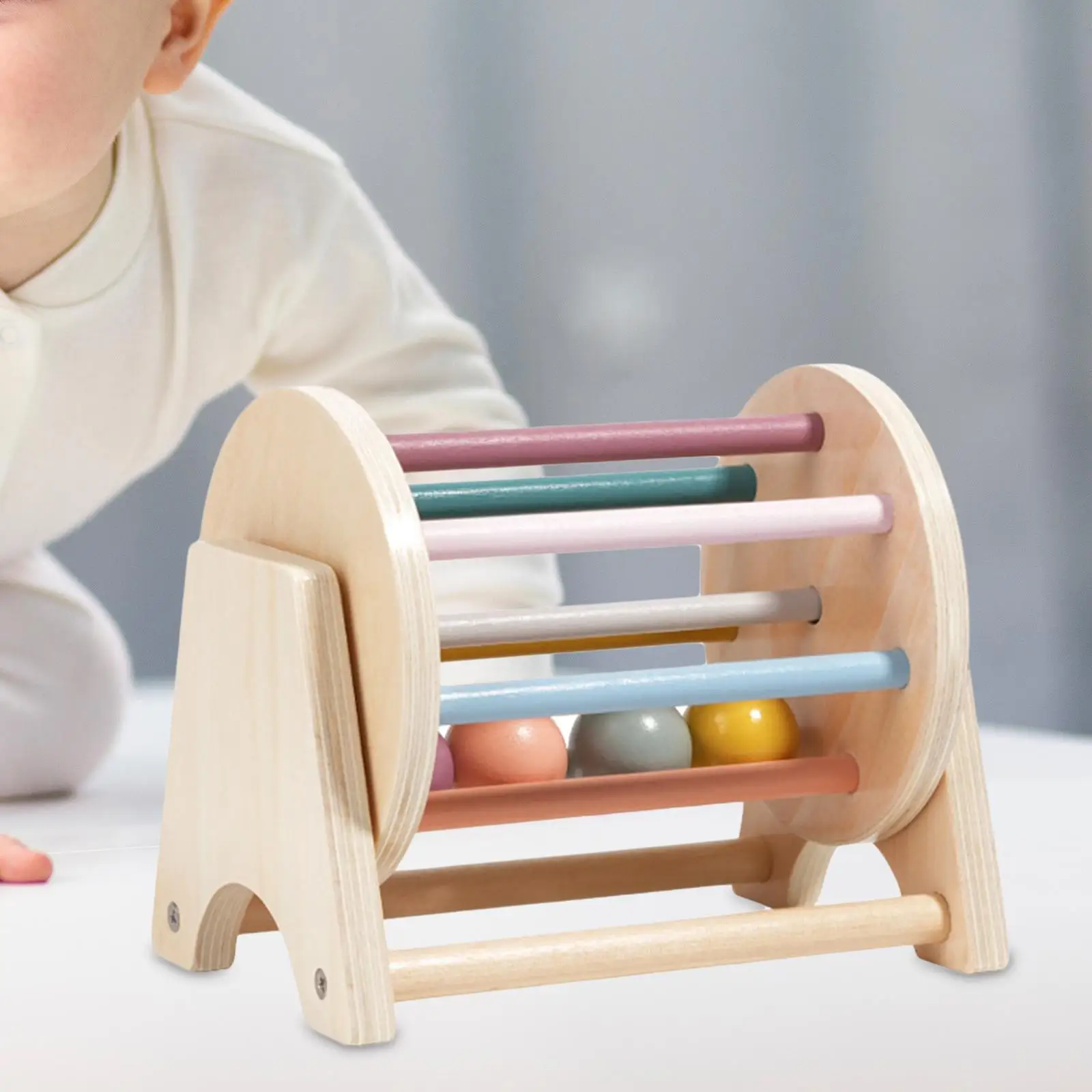 Wooden Rolling Drum Toy Wooden Rattle Rolling Toy Educational Toy Hand Eye