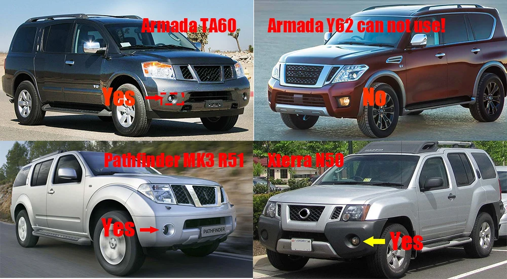 White+ Yellow LED Fog Lights 40W Angel Eyes DRL For Nissan Armada WA60 Facelift 2008-2015 Xterra N50 Pathfinder R51 2005-2012 detail image 2