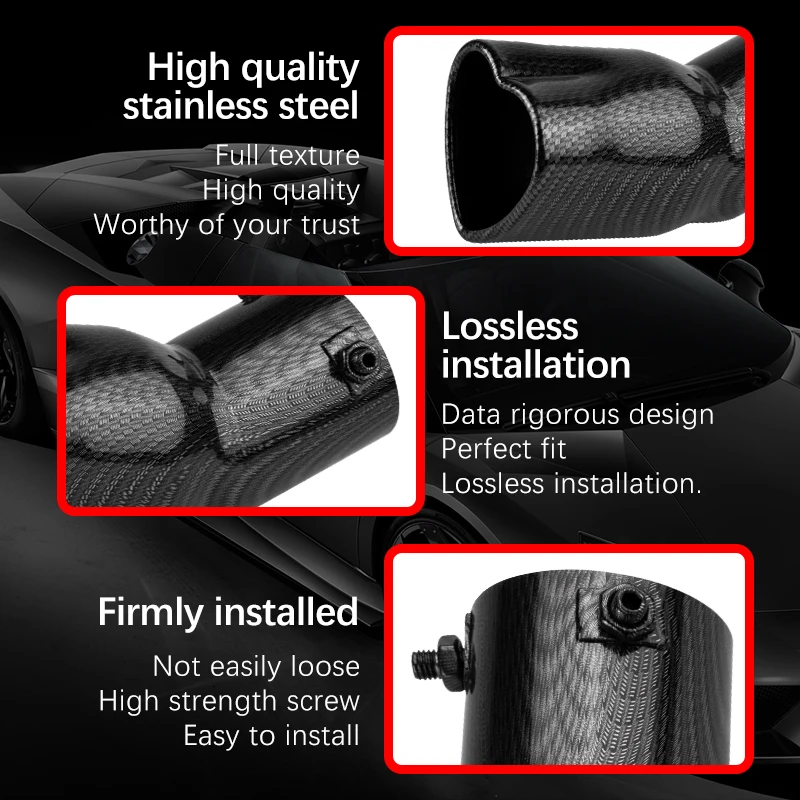 Heart Shape Style 2.5 Inch Exhaust Tips Stainless Steel Carbon Fiber Rear Exhaust Tips Muffler Tail Pipe Car Accessories