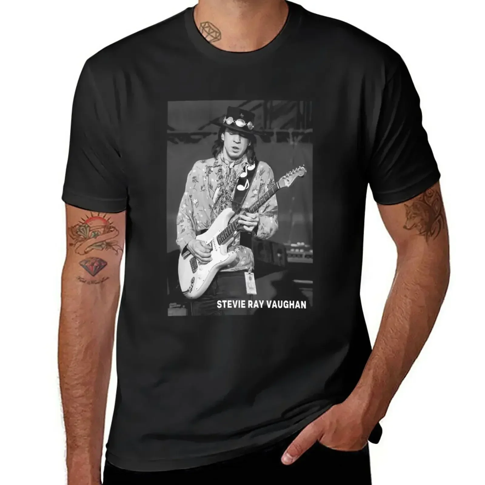 

T-Shirt summer tops custom t shirts mens New Music Retro Vintage Stevie Ray Vaughan men clothing harajuku Cartoon Casual 2024