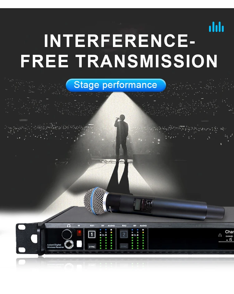 Paulkitson AD4D Digitales drahtloses Mikrofonsystem 1:1 True Diversity Dual-Channel KSM11 KSM9 KSM8 500/600/900 MHz für die Bühne – Detail 3