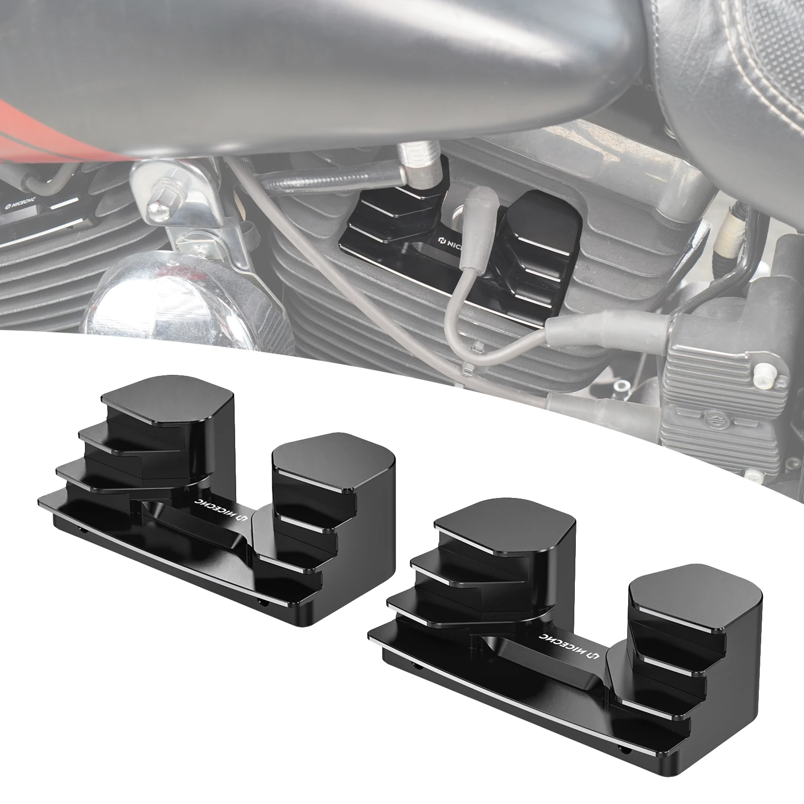 

Motorcycle Engine Finned Spark Plug Covers for Harley Dyna Low Rider FXDL 1993-2017 Wide Glide FXDWG 93-17 Super Glide FXD 95-12