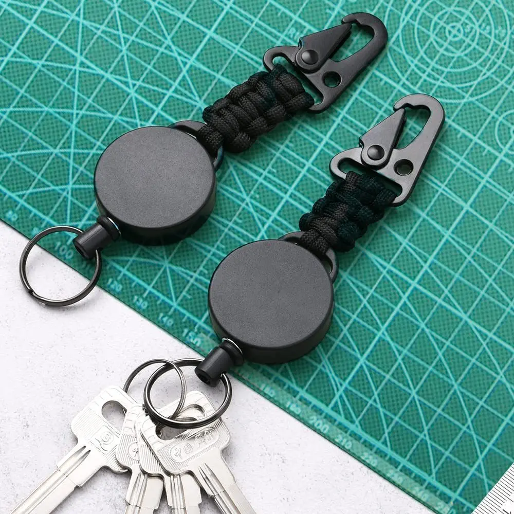 1pc Key Ring Clip Retractable Pull Key Ring Chain Reel Extendable Belt Reel ID Lanyard Name Tag Card Badge Holder