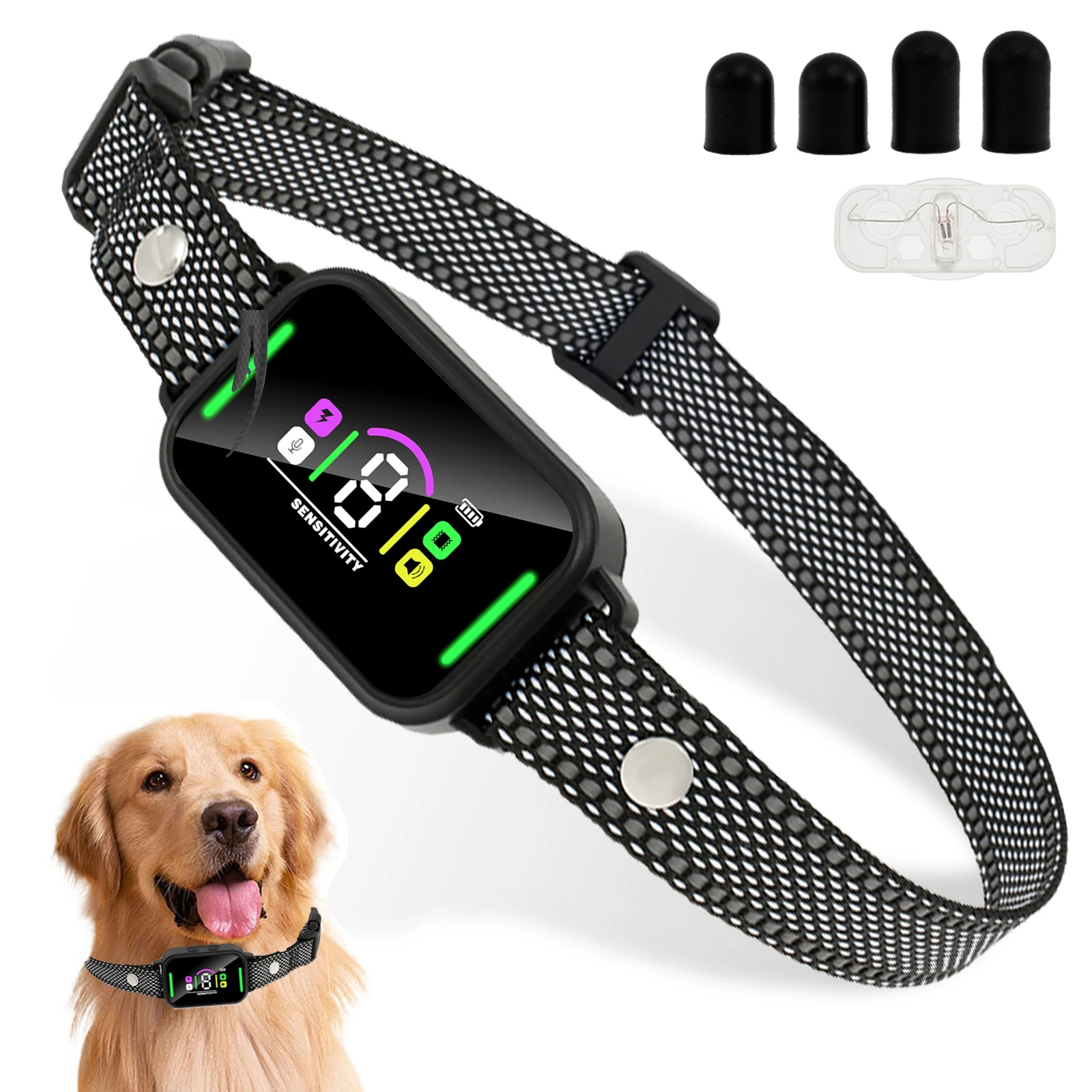 

Pet Dog Anti Barking Device Bark Collar IP67 Waterproof Stop Barking Vibration Ultrasonic Dogs Training 4 Adjustable Modes USB