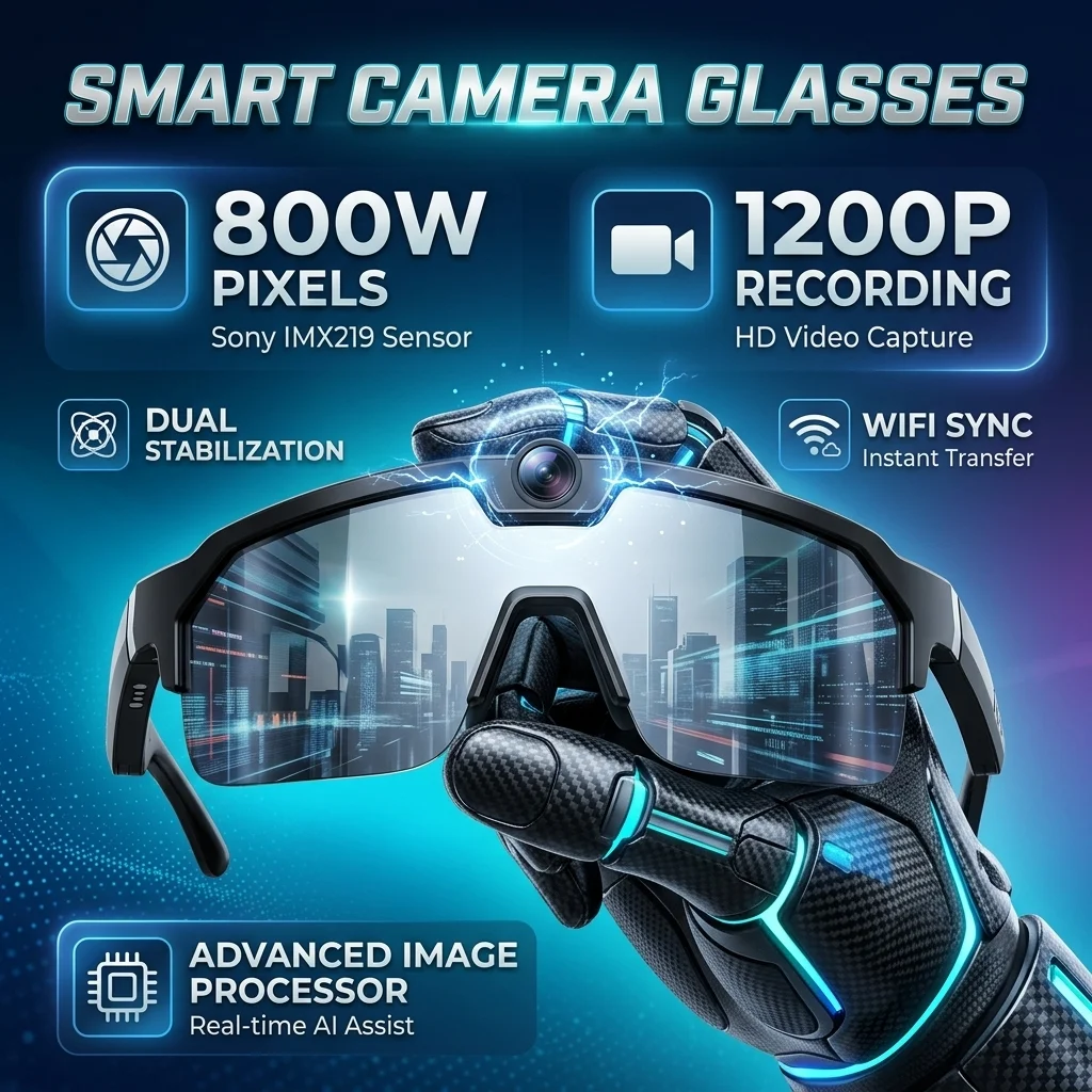 New AI Camera Glasses, 1200P POV Video, 30MP Photo, Object R