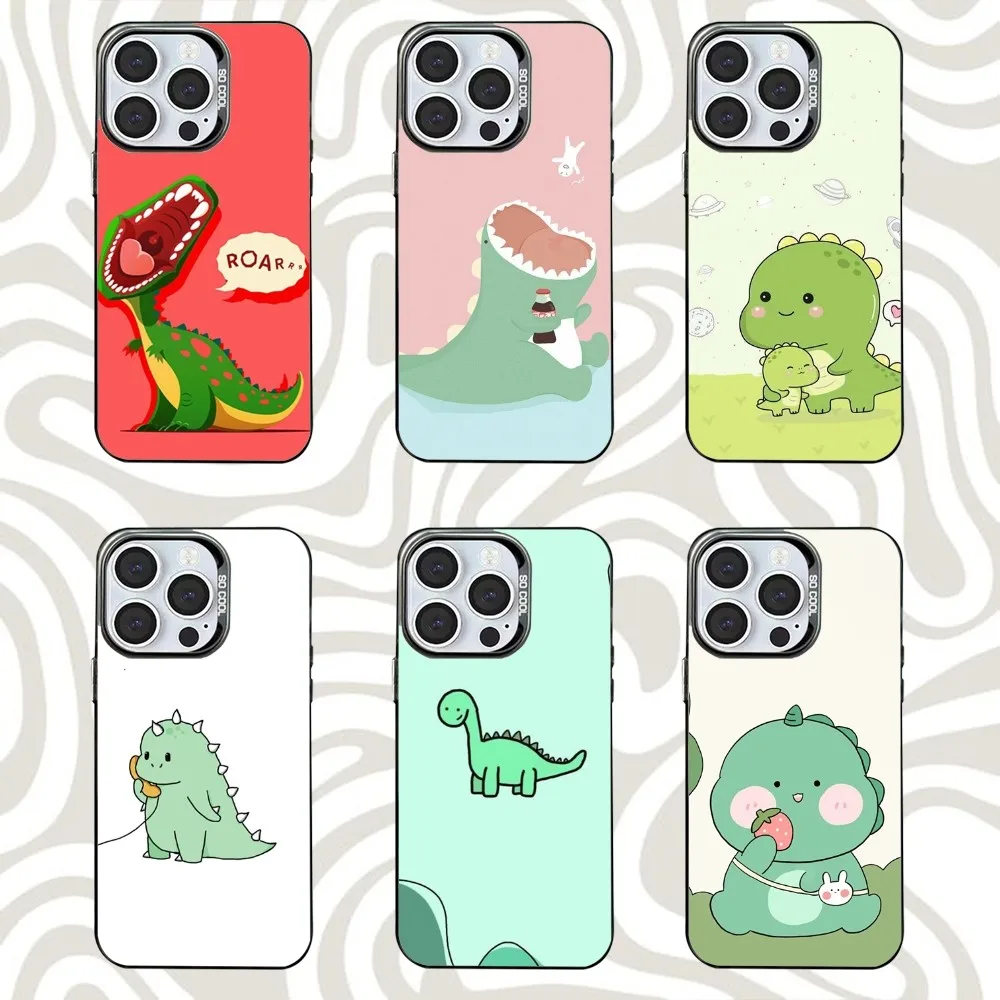 

Cute Animal Dinosaur Phone Case For iPhone 16,15,14,13,12,11,Mini,Pro,SE,MAX Black Matte Shockproof Cover