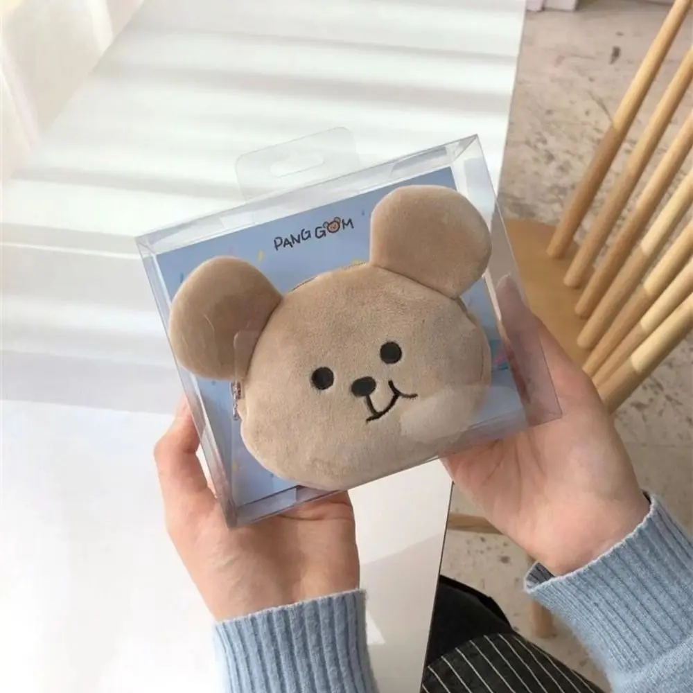 Zipper Plush Bear Coin Purse, Saco De Armazenamento De Desenhos Animados Portáteis Criativos, Presente De Carteira Tridimensional