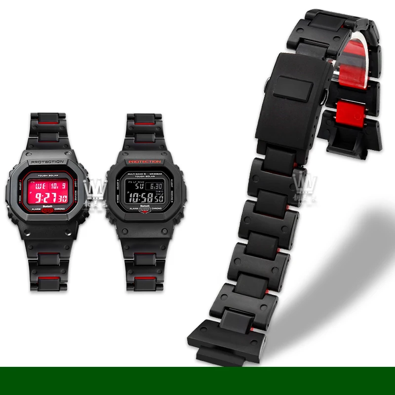 Pulseira de aço de plástico preto masculino, pulseira de relógio, alta qualidade, apto para Casio G-SHOCK, DW5600, GW-M5610, GA-2100, DW-6900 Series