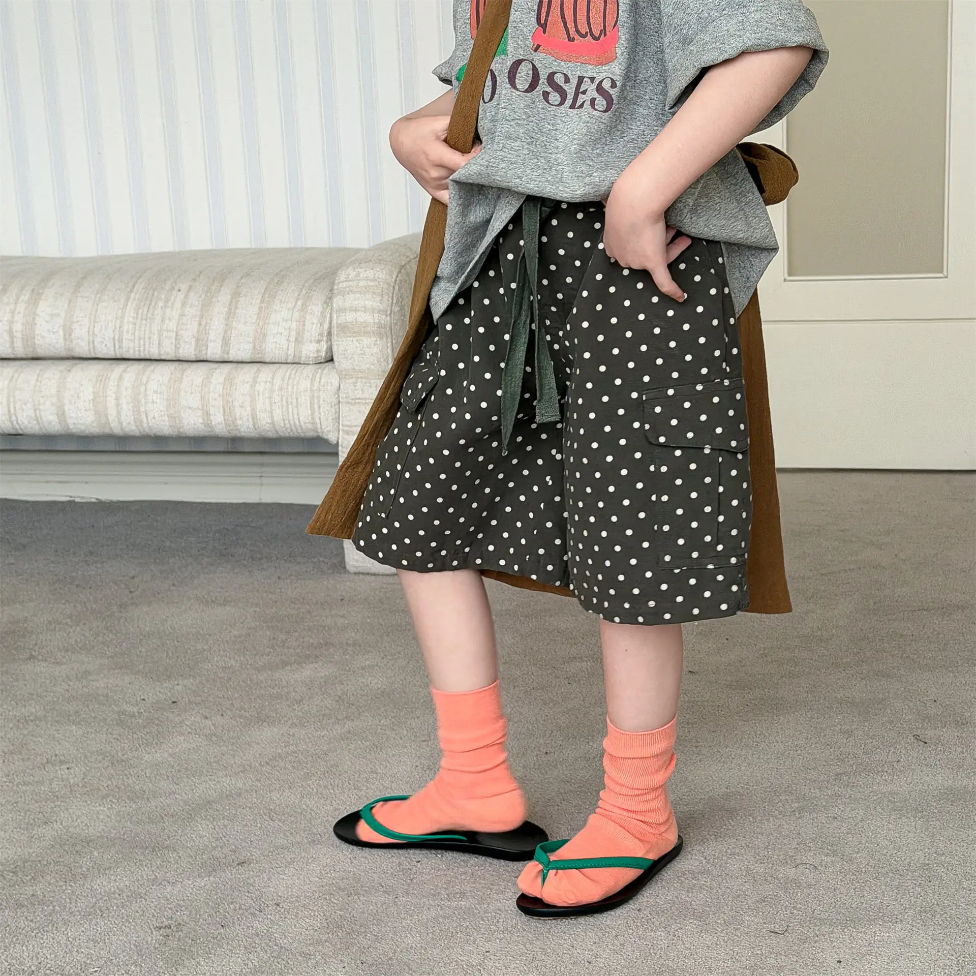 2026 Summer Children Shorts Knee Length Girls Loose Cargo Pants Boys Cotton Casual Shorts Kids Clothes