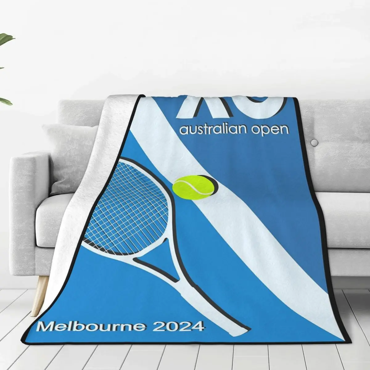 Australian Open AO Blanket Soft Warm Flannel Throw Blanket Bedspread for Bed Living room Picnic Travel Home Couch