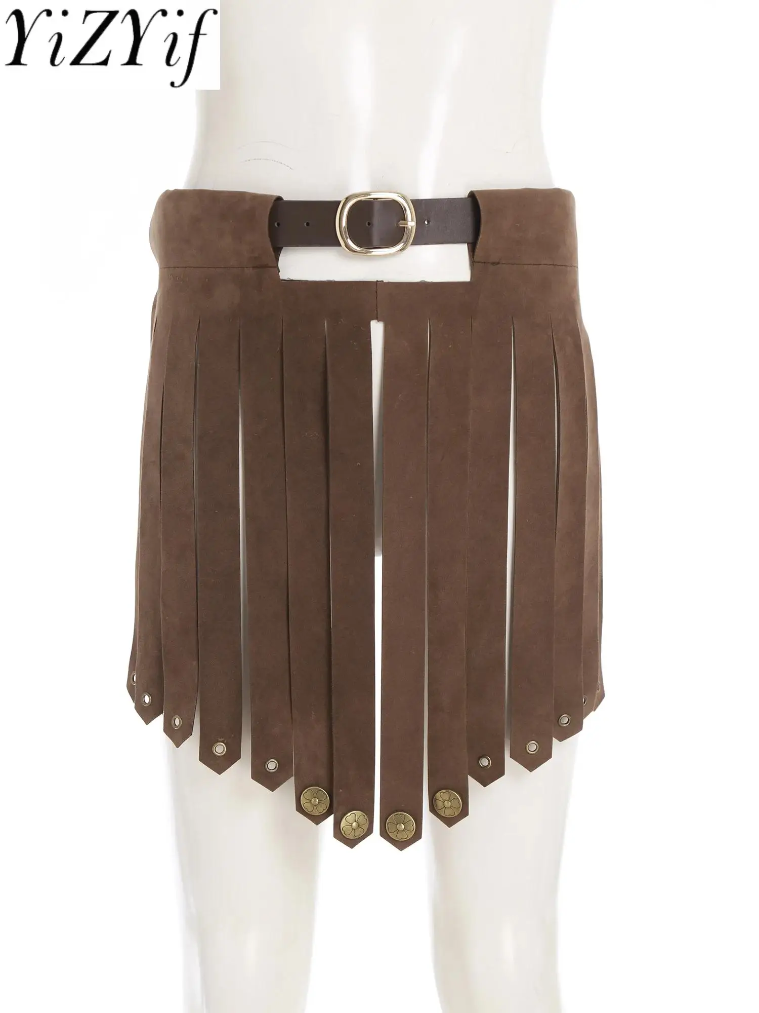 

Medieval Warrior Faux Leather Armor Skirt Women Men Gladiator Knight Role Play Apron Skirt for Halloween Cosplay Themed Party