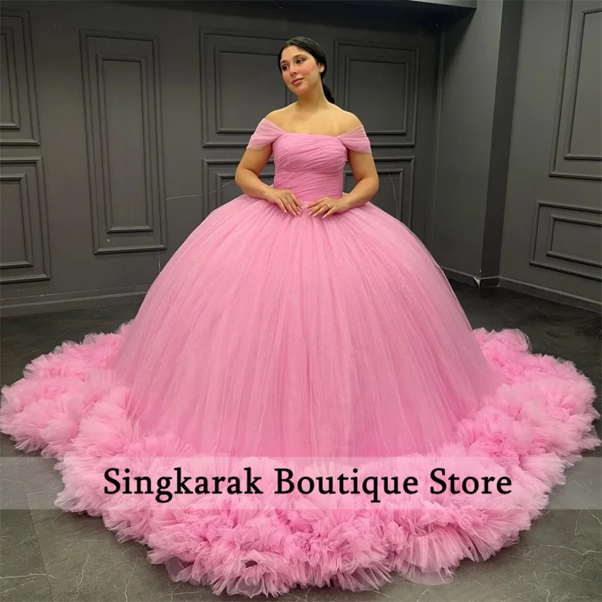 Neues Design rosa Schatz Quince anera Kleid Quasten Prinzessin gestufte Rüschen 16. Ballkleid Geburtstags feier Schnür Vestidos