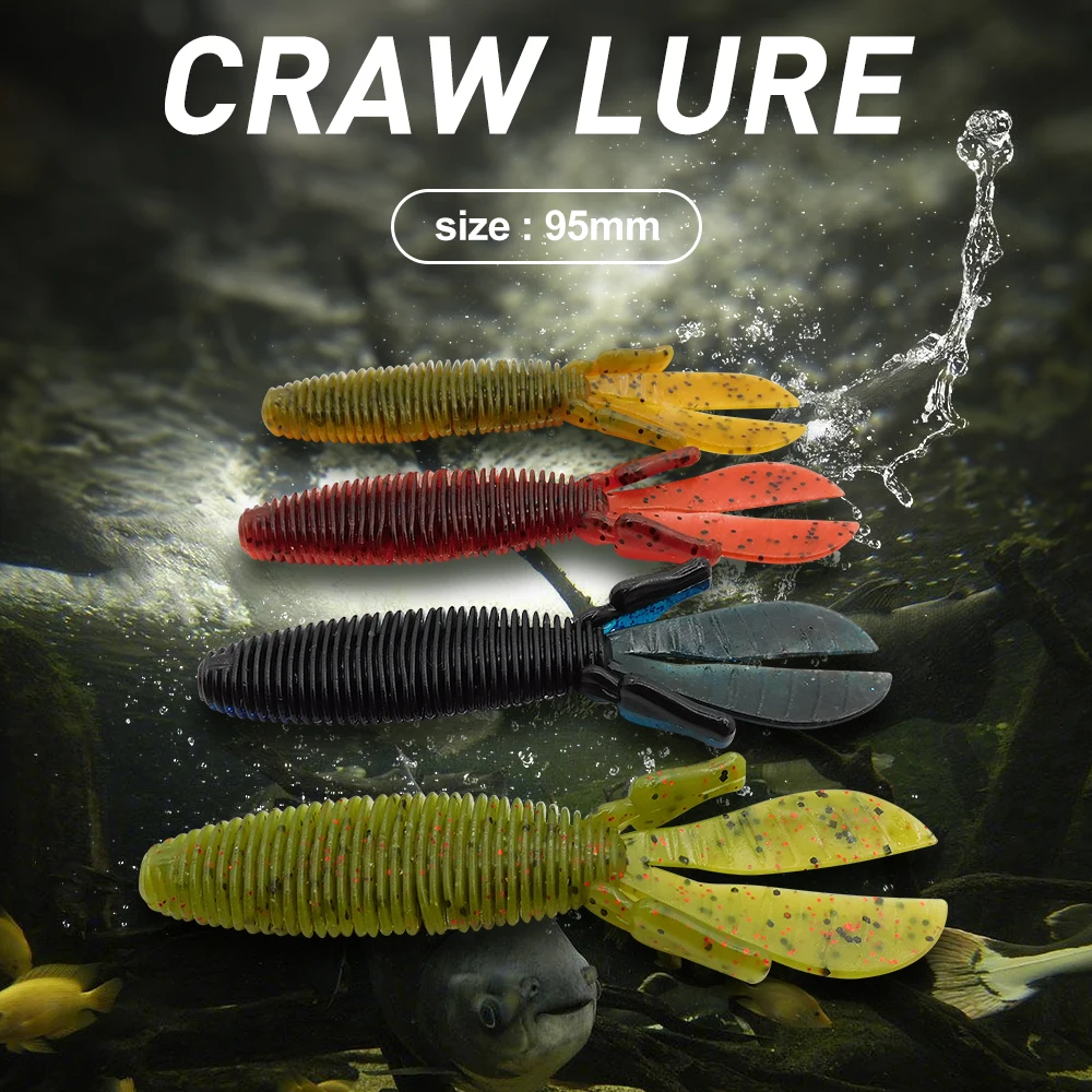 ESFISHING Isca Artificial Soft Plastics Baits MD Craw 95mm 6pcs Injiect Salts Crawfish Pesca Fishing Lure Tackle For Bass
