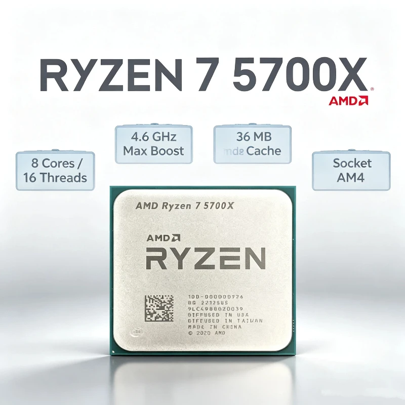 AMD Ryzen 7 5700X Gaming Desktop CPU Socket AM4 8 Core 16 Thread 4.6GHz Unlocked Processor Without Package