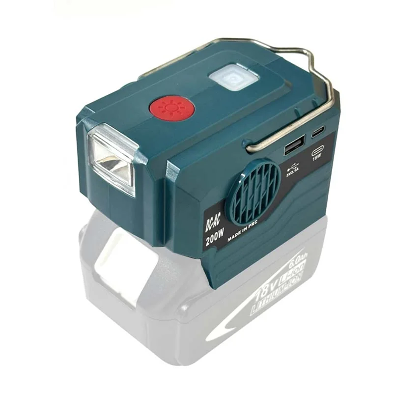

L52A-Power Supply Tool AC 220V Inverter Generator Power Inverter LED Camping Adapter For 18V Li- Battery For
