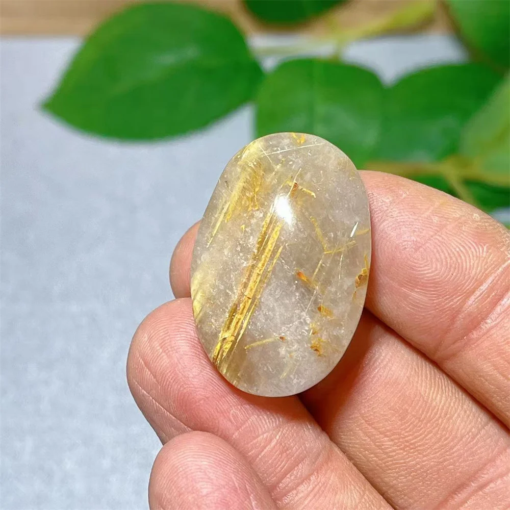 Gold Hair Palm Stone Quartz Crystal Natural Geode Gift Specimen  Energy Quartz Gemstone Mineral Healing Polished Gem