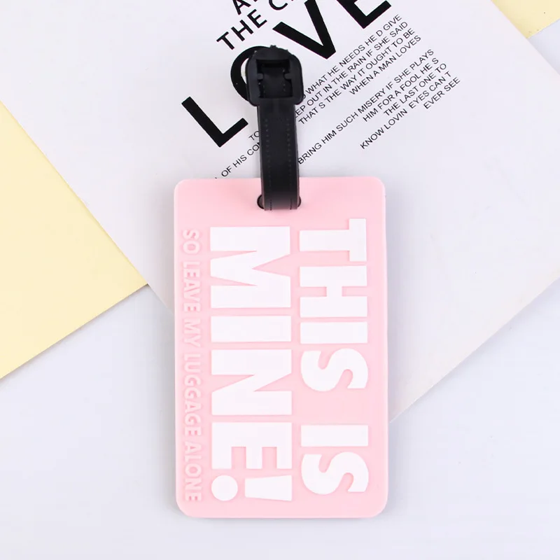 THIS IS MINE Reminder Slogan Cartoon Letter Luggage Tags PVC Boarding Identification Tags For Travelling Air Plane Check-in Tags