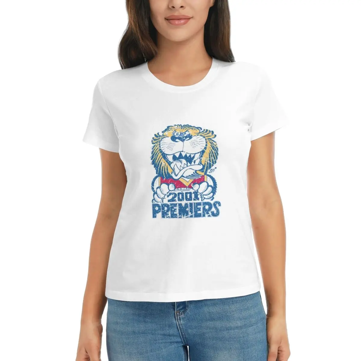 T-shirt de manga curta para mulher, t-shirt casual com gola redonda, feita de algodão, para uso ao ar livre