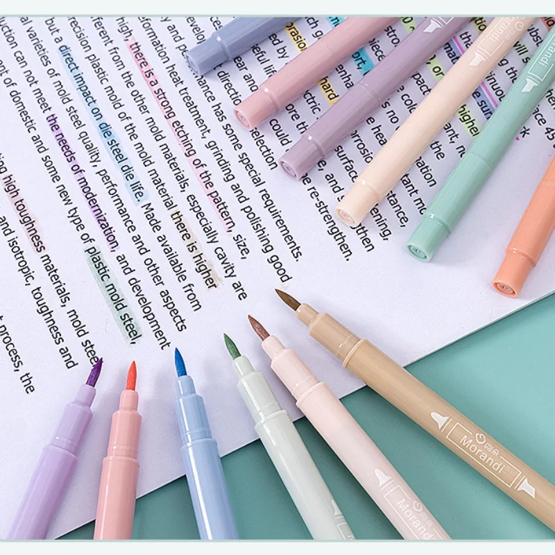 6 Colors/set, Light Luxury Style Super Soft Head and Eye Protection Fluorescent Pen, Student Writing Tool Marker Pen