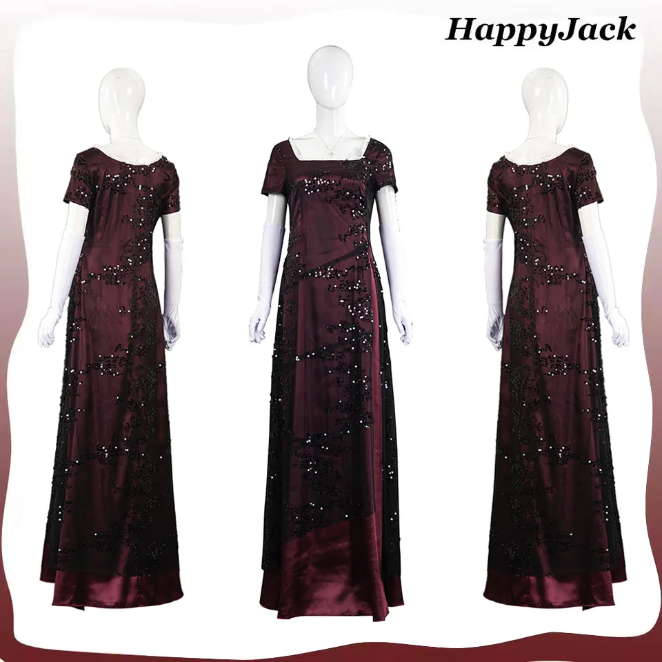 

Rose Cosplay DeWitt Bukater Costume Women Wine Red Dress Necklace Gloves Earrings Outfits Halloween Carnival Disguise Party Suit