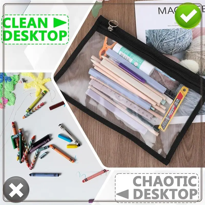 موثوقة-8 أكياس شفافة بسحاب PVC حقيبة مستحضرات التجميل المغلف تخزين أكياس بسحاب لتنظيم اللوازم المكتبية المنزلية، 8 سحاب شفاف با