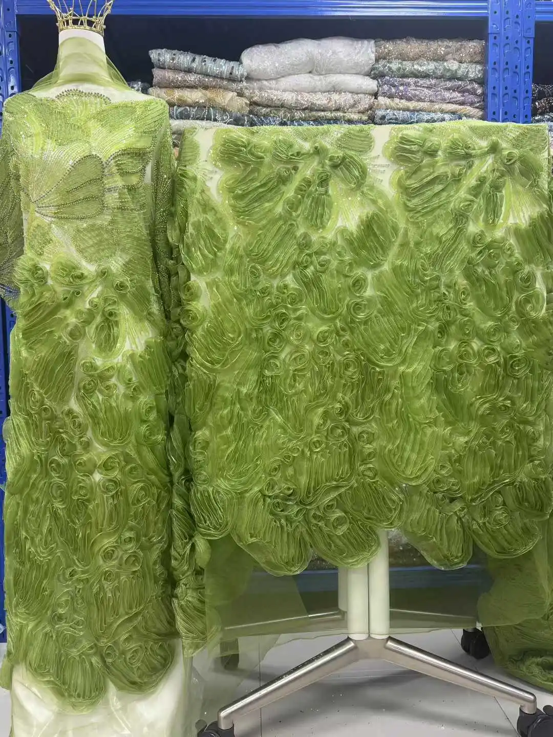 Latest Design Nigerian 3D Mesh Beaded Lace Fabric 2026 Fashion African Sequin Lace Fabric Suitable for Wedding Dresses  2025