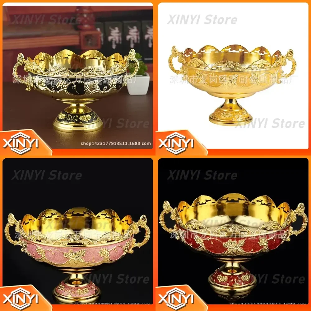 for Zinc Alloy Stainless Steel European Double Ear Fruit Bucket for KTV Home Decor Snack Plate Party Serving Tray Fruit Bowl