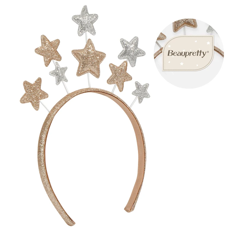 

Christmas Glitter Stars Headband Party Headband Lovely Christmas Pentagram Hairband Christmas Birthday Hair Accessories For Kids