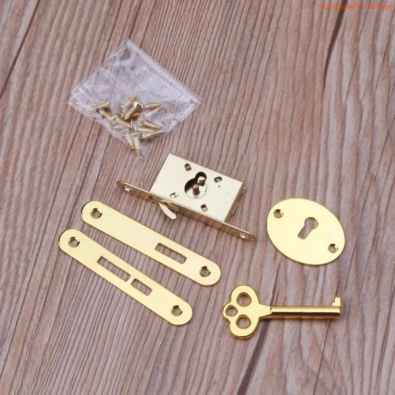 Vintage Metal Furniture Locks Decorative Locks with for Key for Drawers Wardrobe Cabinet Jewelry Box Locks Replacement W91B