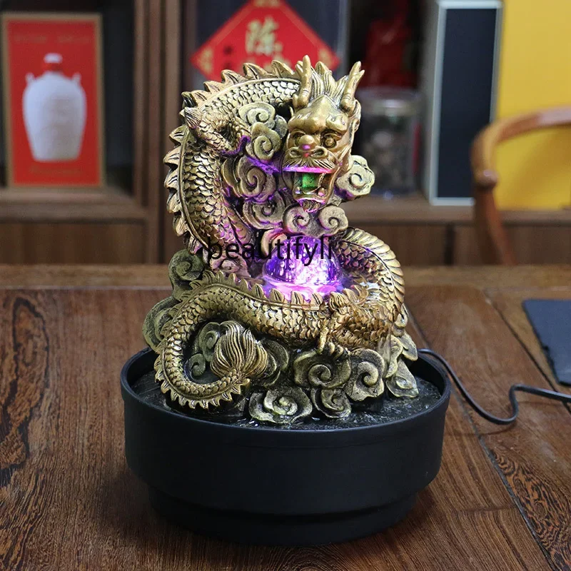 Desktop running water fountain ornament feng shui ball living room home, water feature decoration opening gift