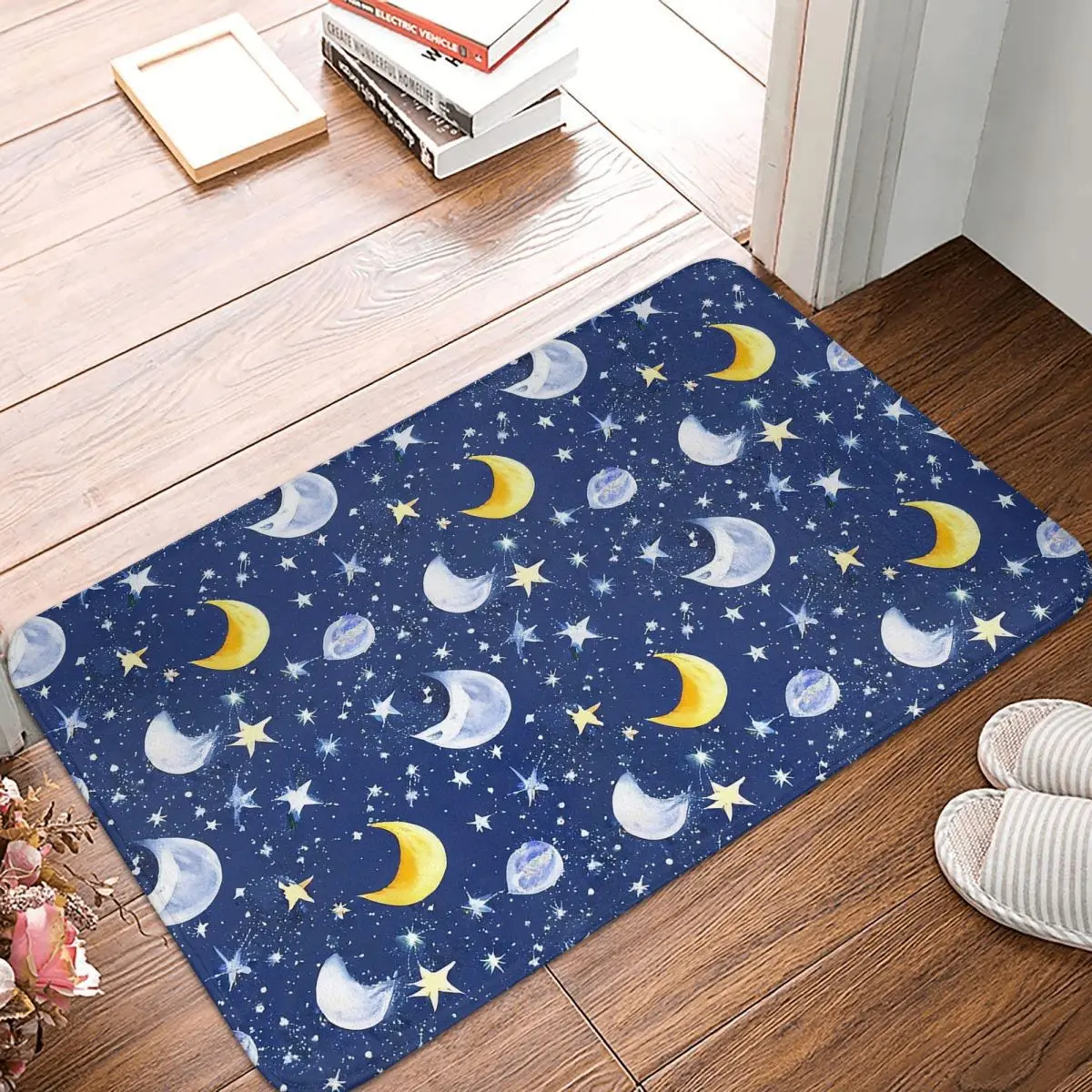 Seamless Night Sky Art Starry Night Illustration Non-slip Doormat Floor Mat Carpet Rug for Kitchen Entrance Balcony Footpad Mats