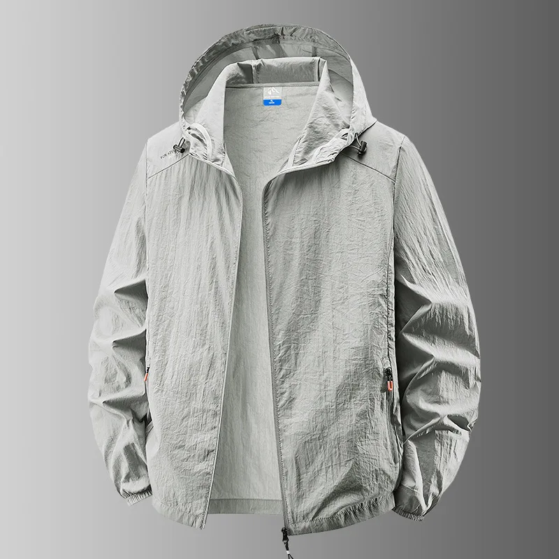 

Summer Stand-collar Men Hooded Coat Outdoors Camping Fishing Sportswear Top Waterproof and Sunproof Thin Ventilate Men's Jackets