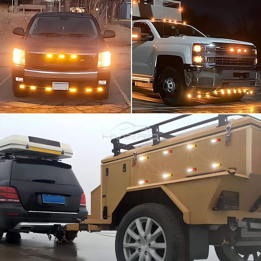 12V-24V 6LED Peringatan Strobo Grille Berkedip Lightbar Mobil Beacon Lampu Kuning Putih Merah Biru Lalu Lintas Otomatis Sinyal Giliran Tahan Air