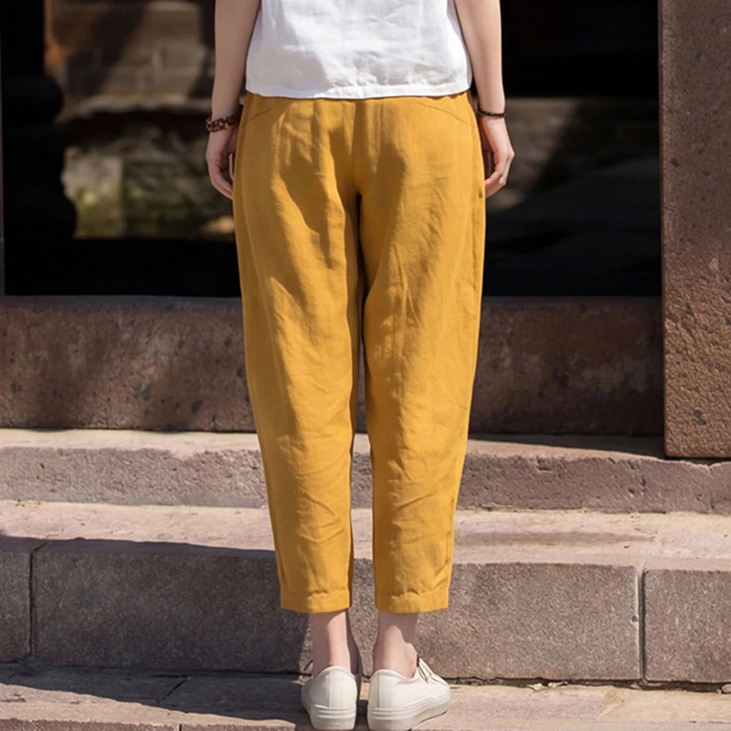 Women Ankle-length Casual Pants New Arrival 2026 Summer Vintage Style Solid Color Loose Comfortable Female Harem Pants M2388