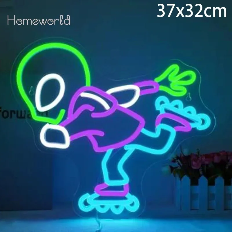 Skating Alien LED Neon Sign, USB Powered, Used for Skating Rinks  Clubs  Selling Skating Supplies shops   Bedroom Decoration