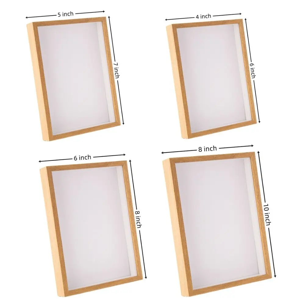Multi-Size Shadow Box Frame, Natural Wood Display Case