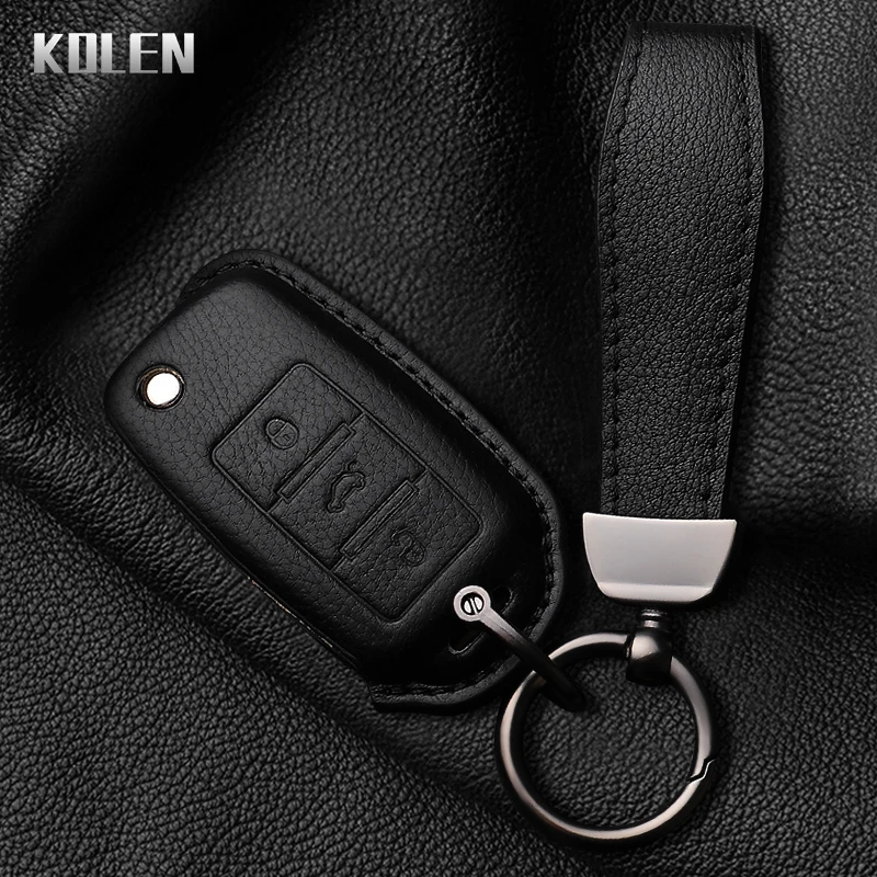 Leather Car Key Case Cover Shell Fob For VW Volkswagen Polo Tiguan Passat B5 B6 B7 Golf 4 5 6 MK6 Jetta Lavida For Skoda Octavia