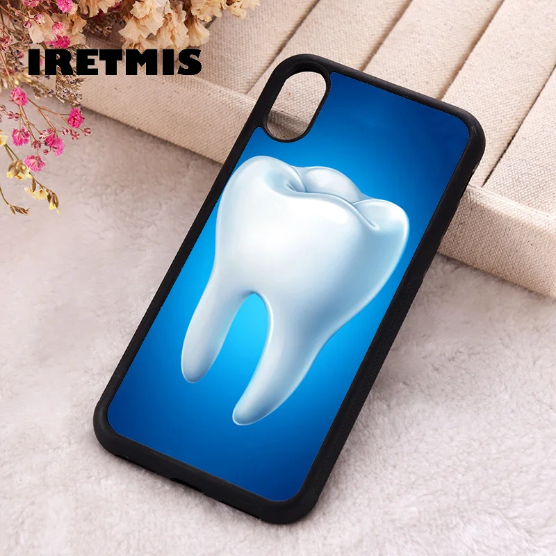 Iretmis Phone Cover Case For iPhone X XS Max XR 11 12 13 PRO MINI 14 15 16 Plus Rubber Silicone Tooth Teeth Dentist