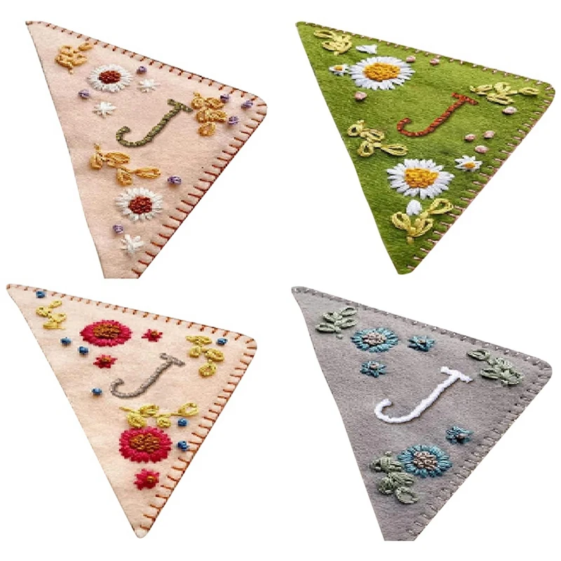 4 Pcs Spring, Summer, Autumn And Winter Bookmark Manual Embroidery Bookmarks Hand-Embroidered Corner Decoration(J)