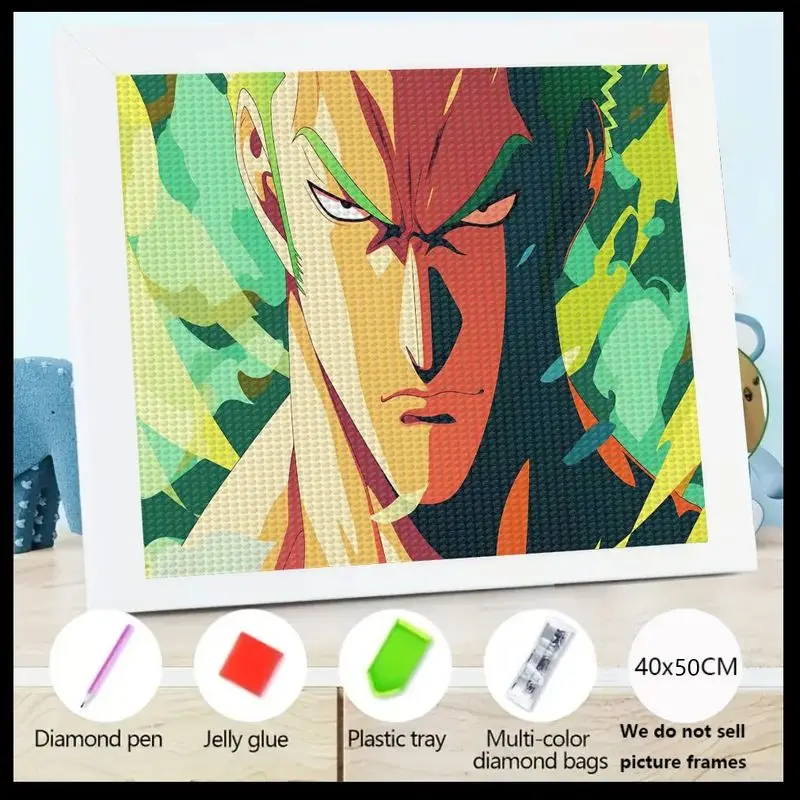 

1PC 40x50CM 5D DIY Diamond Painting Kit, Full Drill Anime One Piece Roronoa Zoro Pop Art Style Diamond Embroidery, Crystal Spark