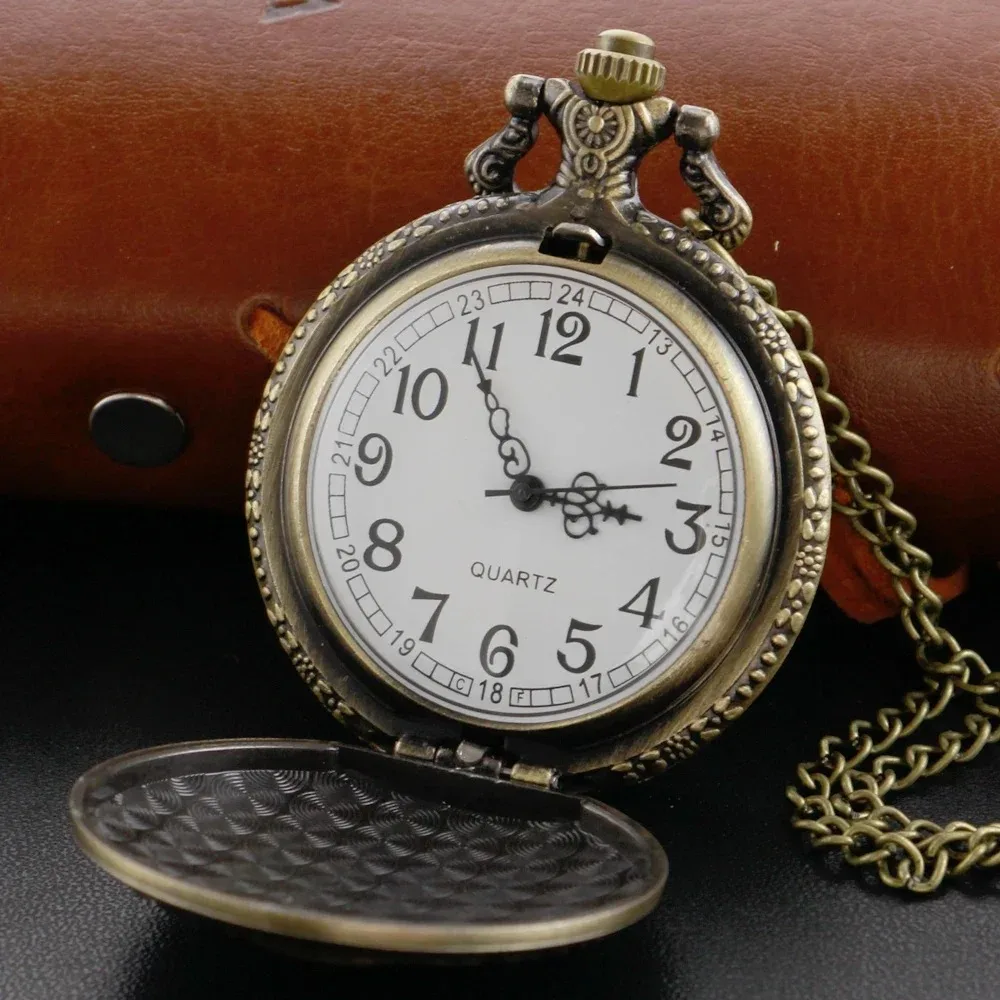 ساعة جيب كوارتز Steampunk قلادة ساعة معدنية من الفولاذ المقاوم للصدأ مع سلسلة قصيرة هدية Reloj Hombre