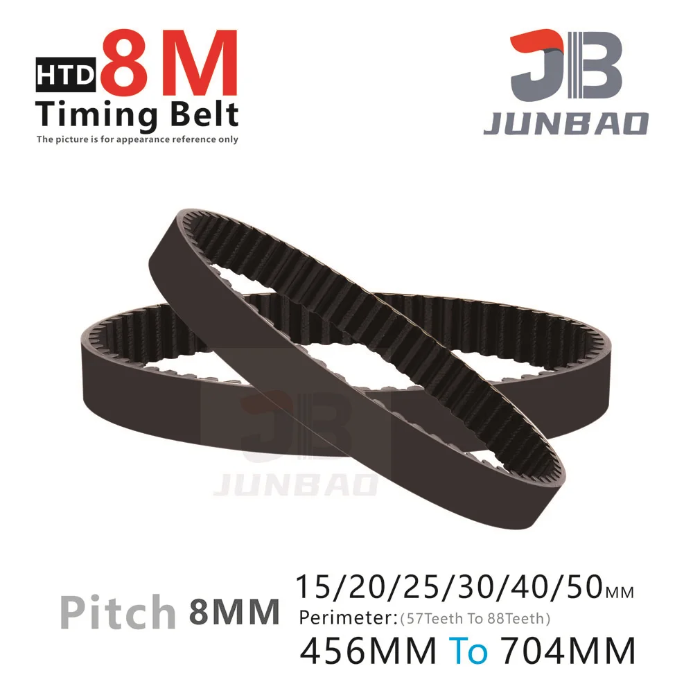 

HTD8M Timing Belt Perimeter Length 456 To 704MM Belt Width 15 25 30 40 50MM 8M High Torque Rubber Toothed Belt 3D Printer Parts