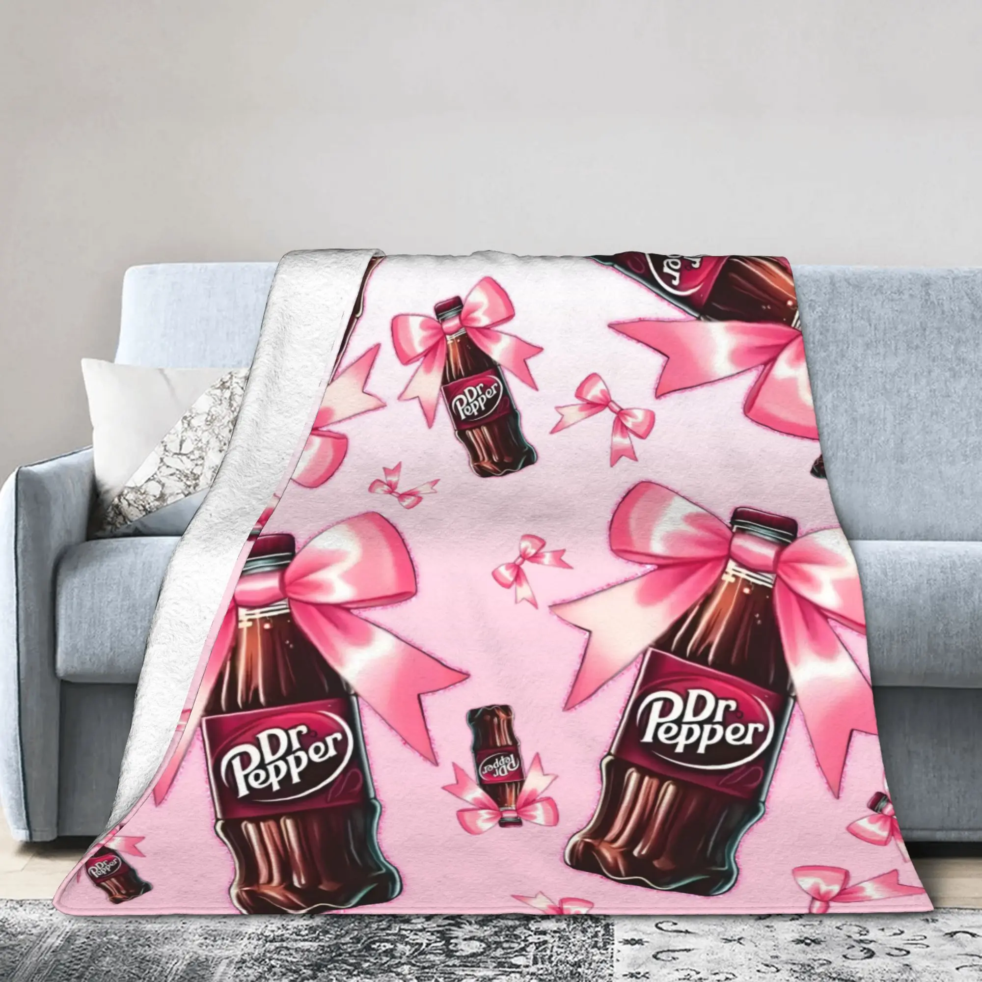 Custom Unique Peppers Print Blanket Warm Fleece Soft Flannel Vintage Dr. Soda Est Throw Blankets for Bedroom Sofa Home Spring