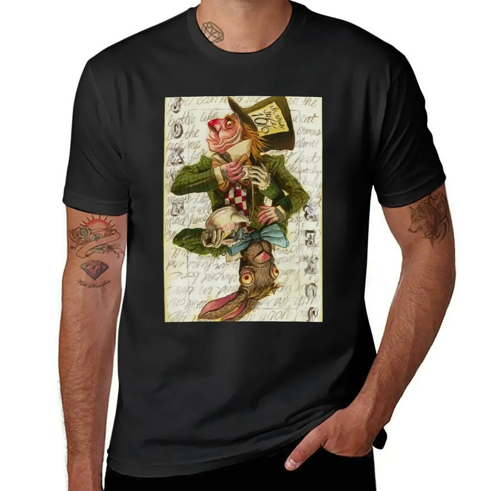 

Mad Hatter Joker Card T-Shirt vintage man clothes black t-shirts for men