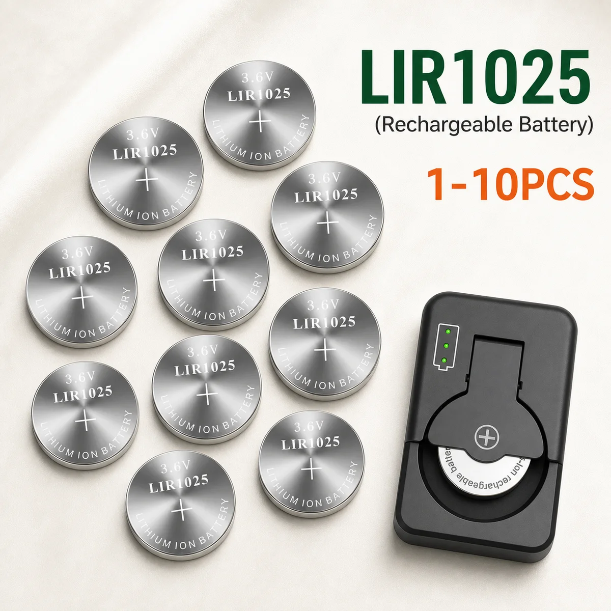 

Rechargeable Button Cell Battery LIR1025 3.6V 1-10PCS CR1025 Replacement For Watch Toy Calculator Electronic Scale Stable Power