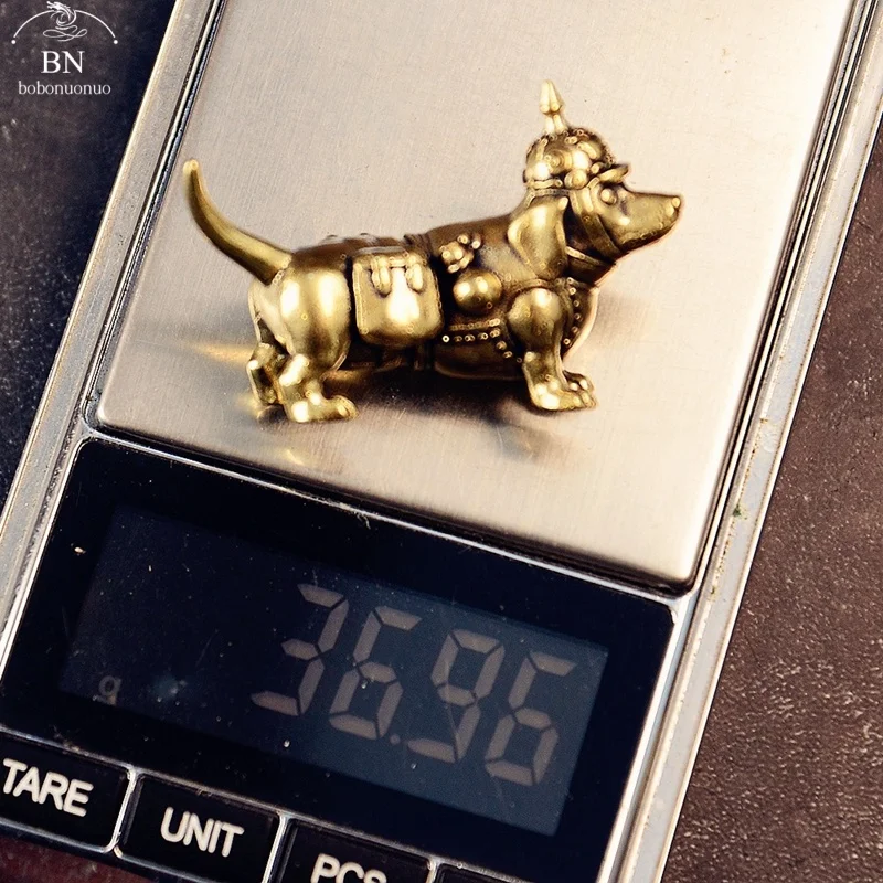 Crown Dog Miniature Figurine Brass Animal Small Statue Desktop Ornaments Vintage Home Decoration Craft Accessories