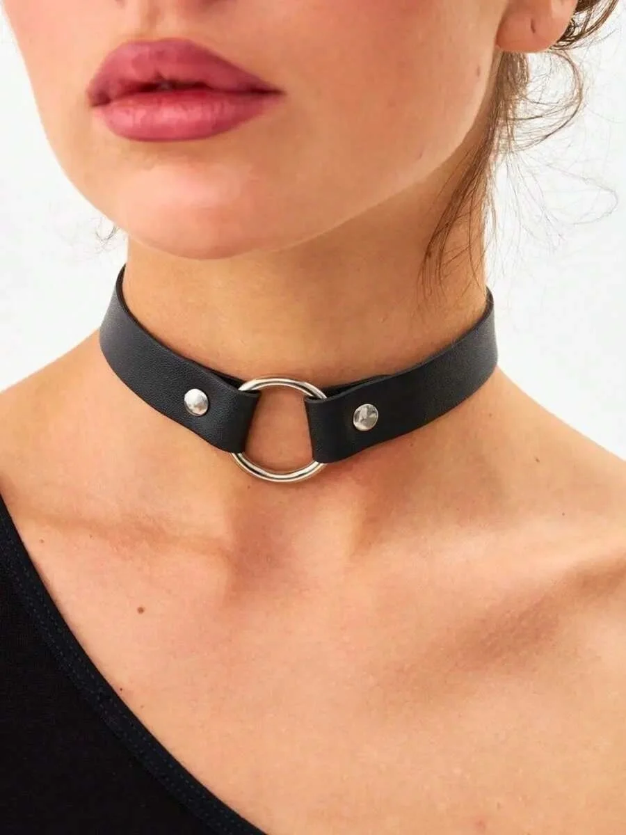 Персонализированное модное ожерелье из искусственной кожи в стиле панк, хип-хоп, готический персиковый воротник в форме сердца, трендовый кожаный воротник с сердечком любви