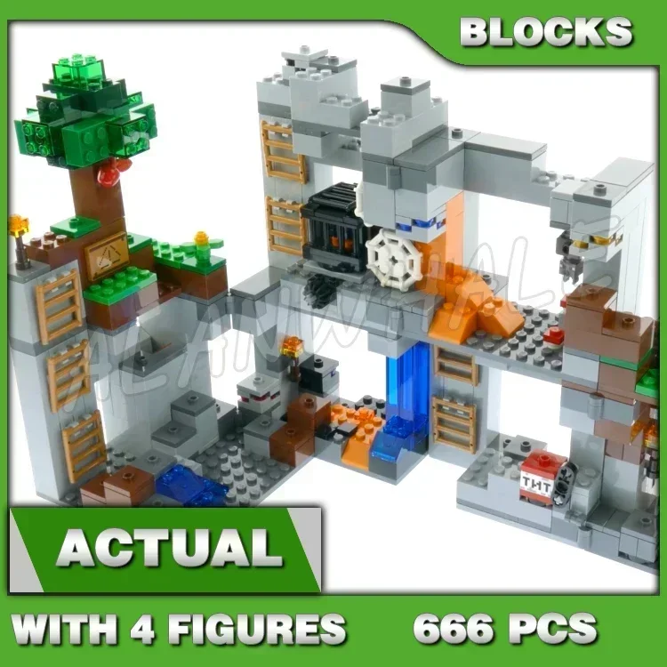 

666pcs Game My World The Bedrock Cave Adventures lavafalls Spawning Function 10990 Building Blocks Toys Compatible With Model