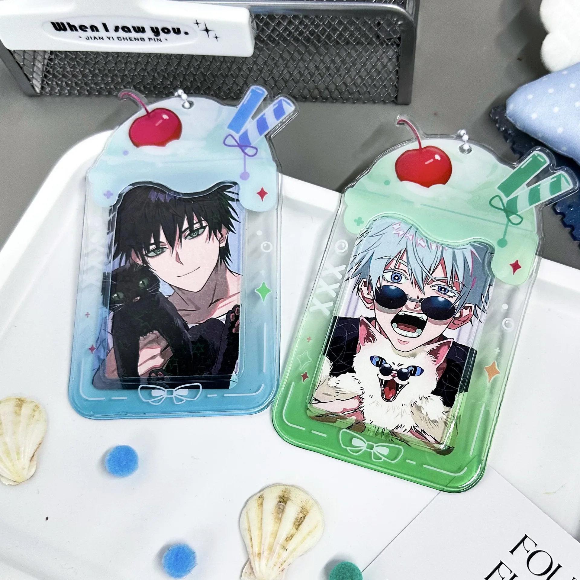 Cute Parfait Cup Ice Cream Card Holder Kpop Idol Photocard Storage School Meal Card Protector image 2