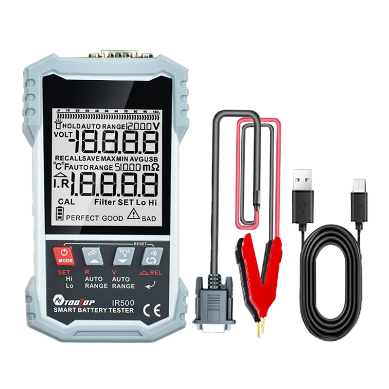 

TOOLTOP Battery Internal Resistance Tester 500Ω High Precision Calibratable For Electric Car Electromobile